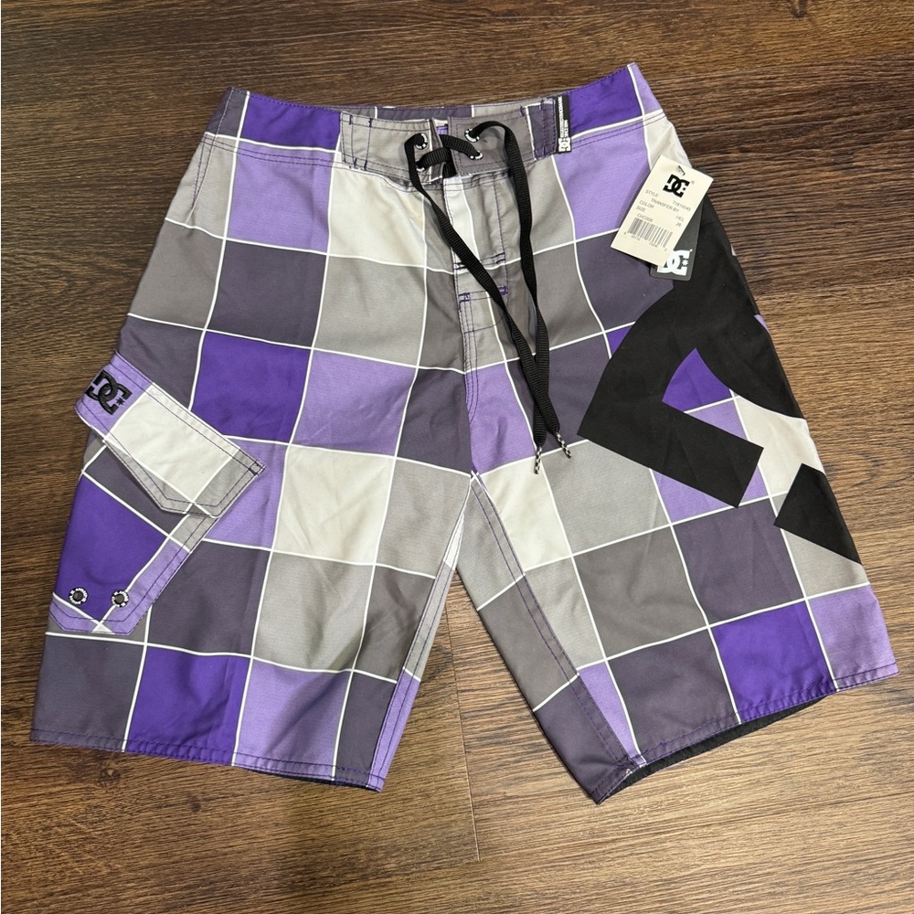 DC Board Shorts Checkered Purple and Gray
